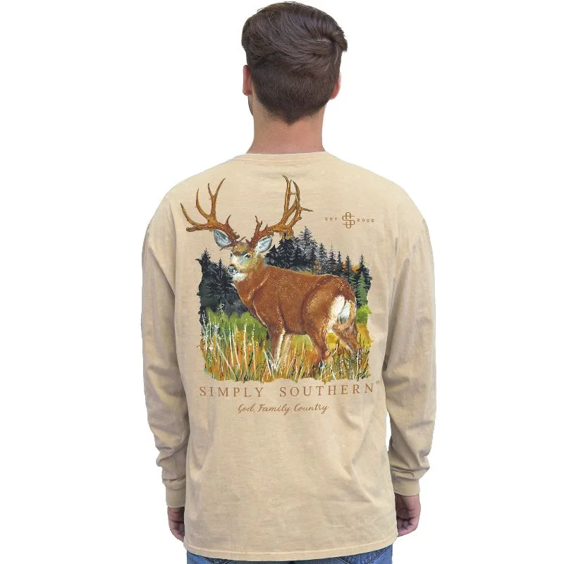 stylish short sleeve shirts for office wear -SALE Simply Southern Country Deer Sand Unisex Long Sleeve T-Shirt