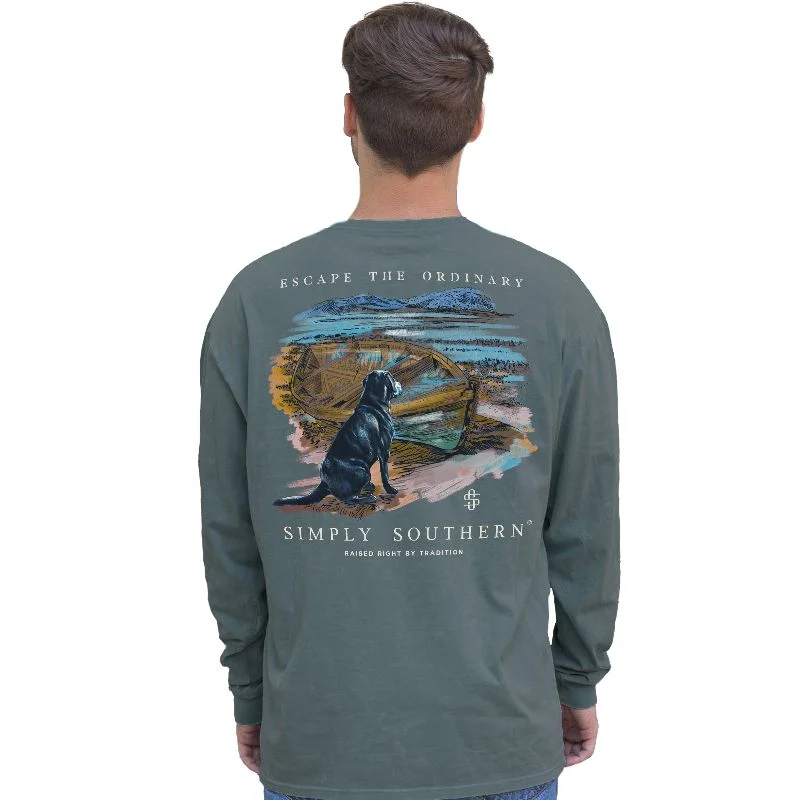 short sleeve shirts with modern patterns for men -SALE Simply Southern Dog Lake Storm Unisex Long Sleeve T-Shirt