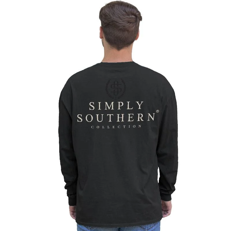 short sleeve t-shirts for summer travel -SALE Simply Southern Logo Obsidian Unisex Long Sleeve T-Shirt