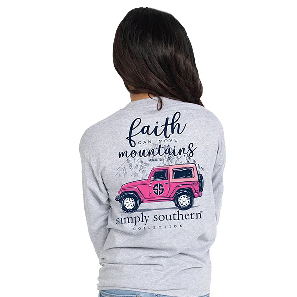 short sleeve shirts for every occasion for men -SALE Simply Southern Preppy Faith Move Mountains Long Sleeve T-Shirt