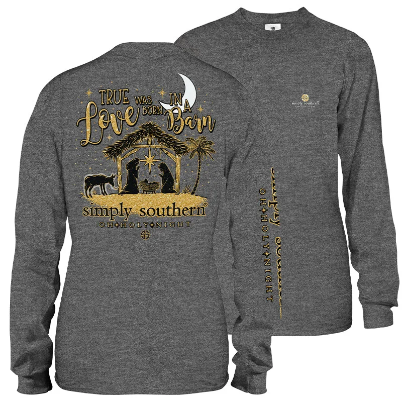 best men’s summer short sleeve t-shirts -SALE Simply Southern True Love Holy Night Holiday Long Sleeve T-Shirt