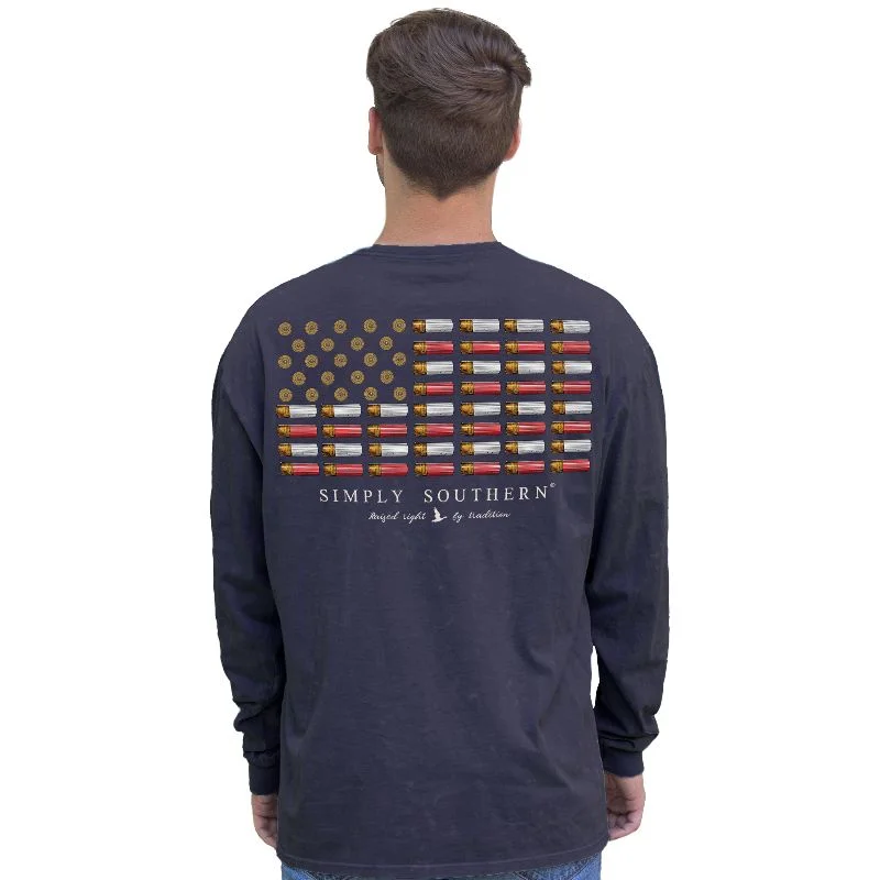 men’s graphic design short sleeve shirts -SALE Simply Southern USA Flag Raven Unisex Long Sleeve T-Shirt