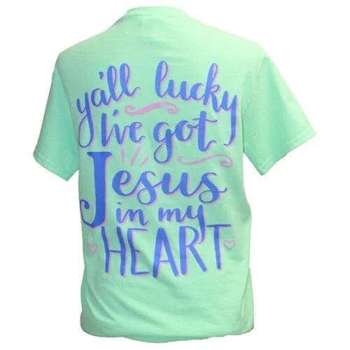 best quality short sleeve shirts for men -Southern Attitude Preppy Jesus In My Heart T-Shirt