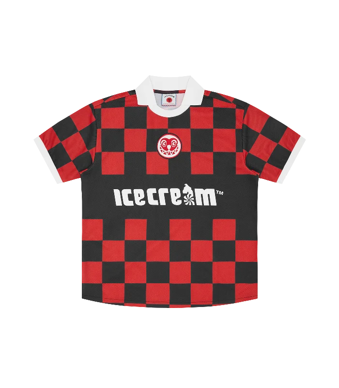 Men's antibacterial shirts-TEAM ICECREAM FOOTBALL SHIRT - RED CHECK