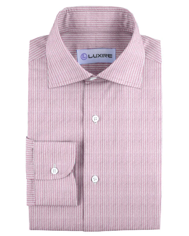 Men's mesh shirts-Summer Shirt in Pink White Pin Stripes Seersucker