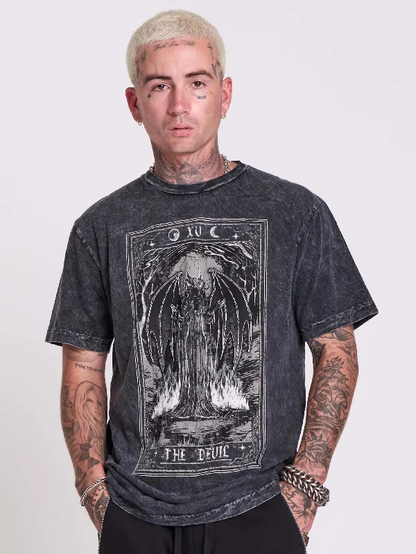 men’s short sleeve shirts for warm weather -The Devil Tarot T-shirt