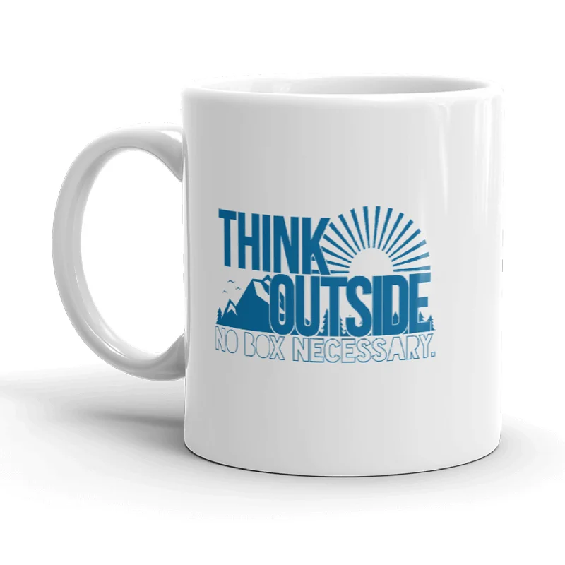 men’s comfortable and affordable short sleeve shirts -Think Outside No Box Necessary Mug Funny Cool Camping Graphic Coffee Cup-11oz