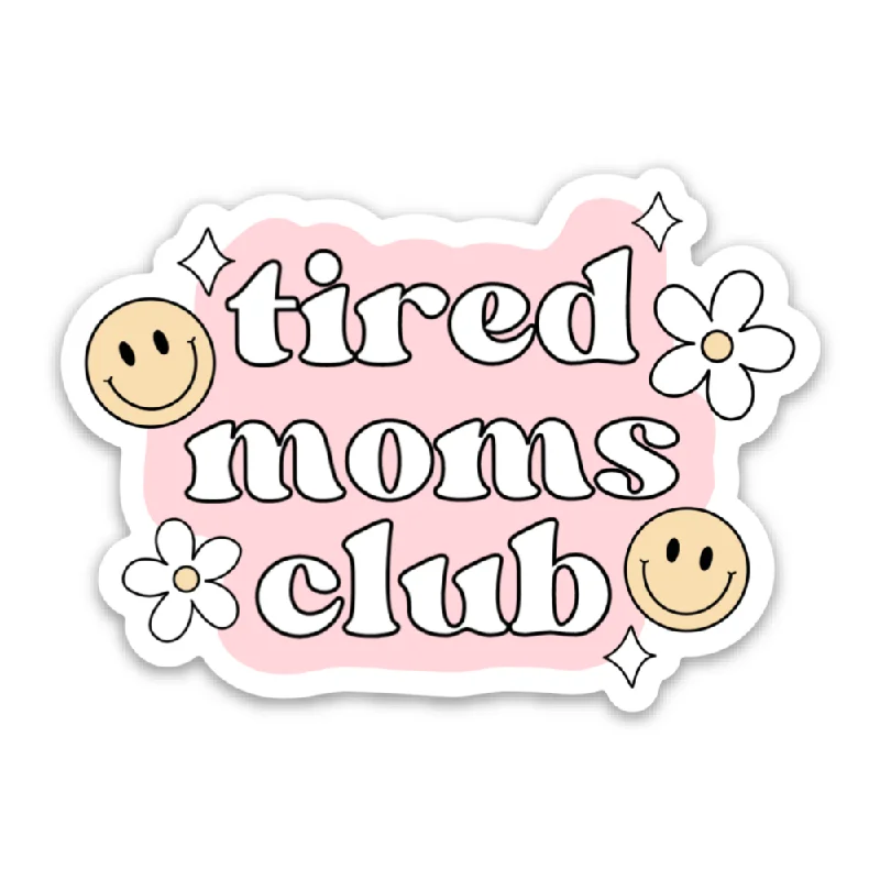 best-selling short sleeve shirts for men -Tired Moms Club Vinyl Sticker