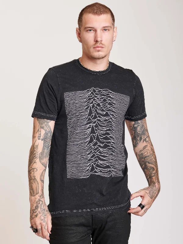 men’s printed short sleeve shirts for casual wear -Mineral Wash Unknown Pleasures T-shirt