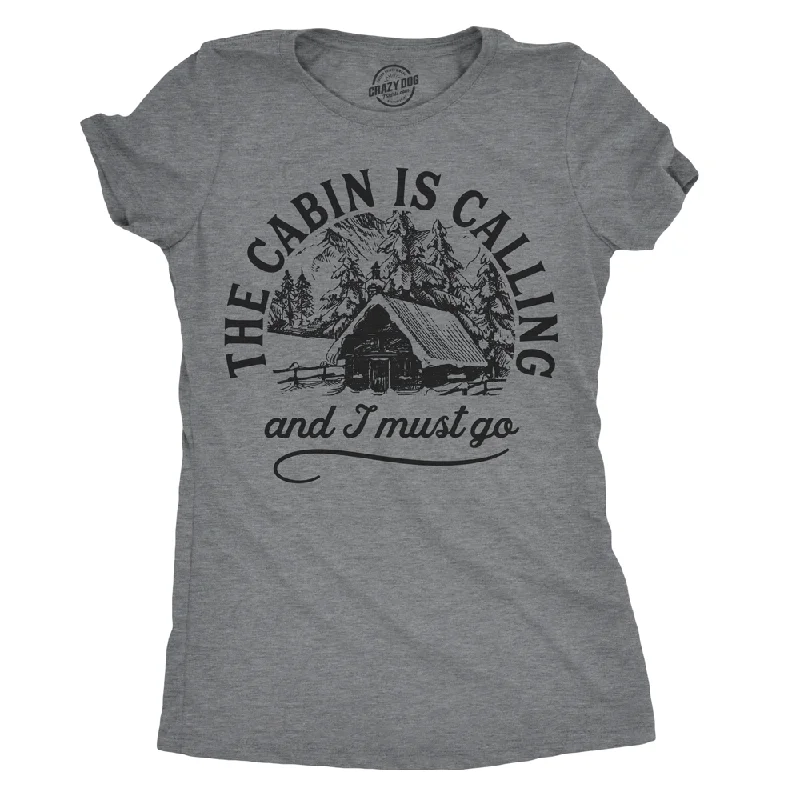 men’s striped short sleeve shirts -Womens The Cabin Is Calling And I Must Go Tshirt Cute Outdoors Camping Tee For Ladies