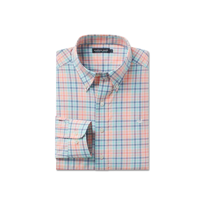 Men's tie-dye shirts-Youth Juban Check Dress Shirt