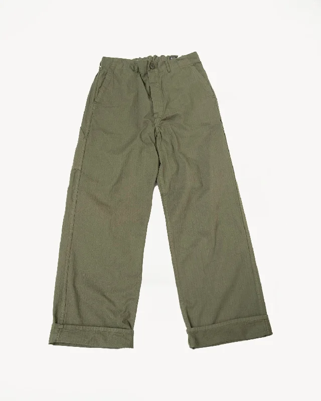 Men's pants with comfy stretch-03-5011-76 - Wide French Work Pant - Army Green