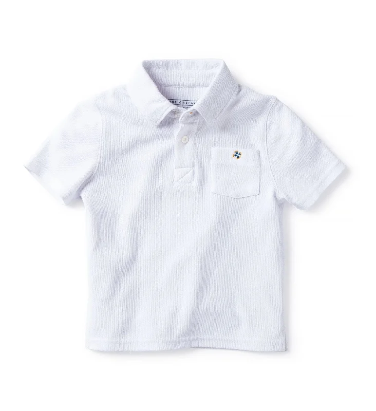 men’s short sleeve shirts with trendy designs -Boys Polo Shirt White