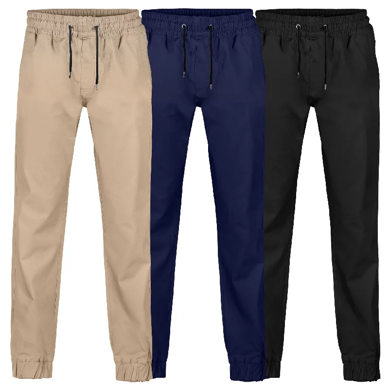 Men's pants with flex fabric-BAD 247™ SLIM FIT CUFFED ELASTIC WAIST CHINO WORK PANTS