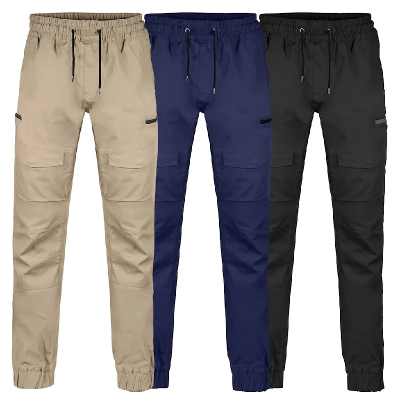 Men's pants with low maintenance-BAD SAVIOUR™ CUFFED ELASTIC WAIST WORK PANTS