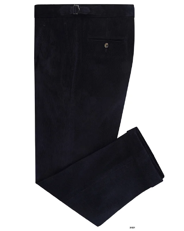 Men's pants for weddings-Brisbane Moss DK Navy Corduroy