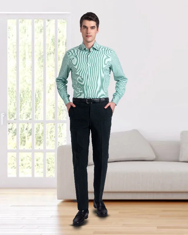 Men's pants for on-the-go-Bottle Green Twill Dress Pant