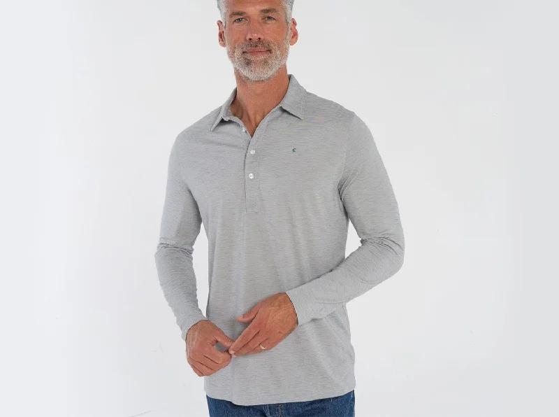 affordable men’s summer short sleeve shirts -brrrº Long Sleeve Range Polo - Silverado