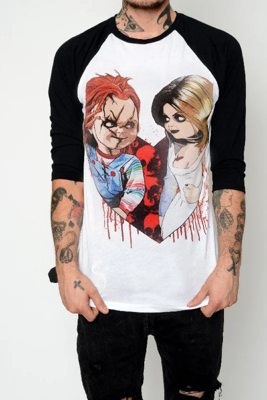 trendy short sleeve shirts for men’s wardrobe -Chucky and Tiffany Baseball Tee (Men)