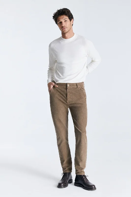 Men's pants with loud fit-Felix Cord Slim Chino Pants Beige