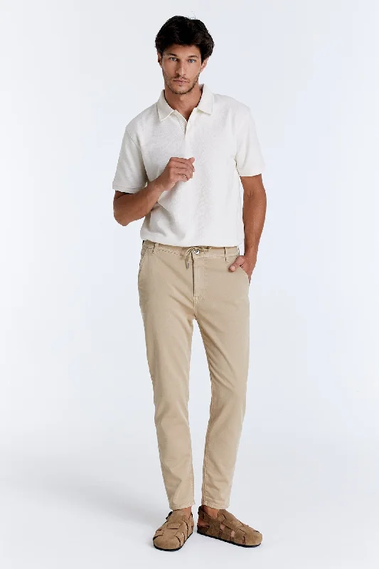 Men's pants for night travel-Felix Jogger Chino Pants Beige