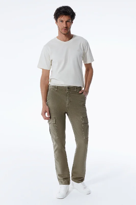 Men's pants with trim design-Henk Cargo Pants Dark Green