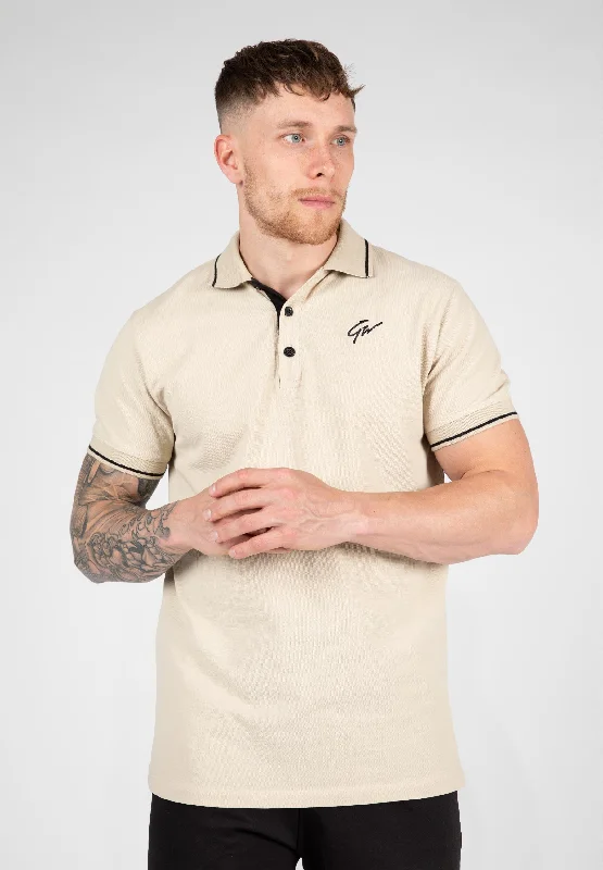 men’s stylish short sleeve shirts for casual outings -Delano Polo - Beige/Black