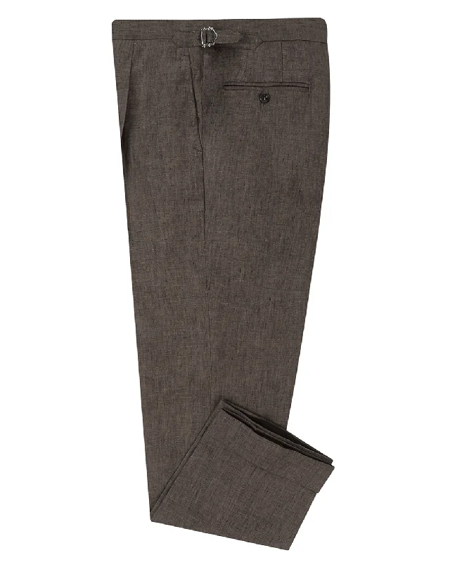 Men's pants for night style-Drab Brown Linen Dress Pant