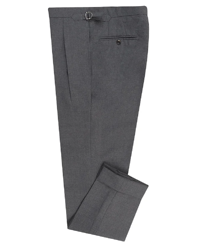 Men's pants for metro trips-Dugdale New Fine Worsted Tropical Wool - Grey High Waisted Pant