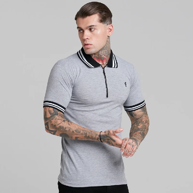 affordable short sleeve t-shirts for casual wear -Father Sons Classic Grey Contrast Collar Polo Shirt - FSH237