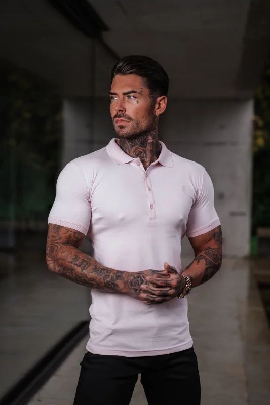 stylish short sleeve shirts for men’s casual wear -Father Sons Classic Pink Polo Shirt with Tonal Button and Embroidery - FSH878