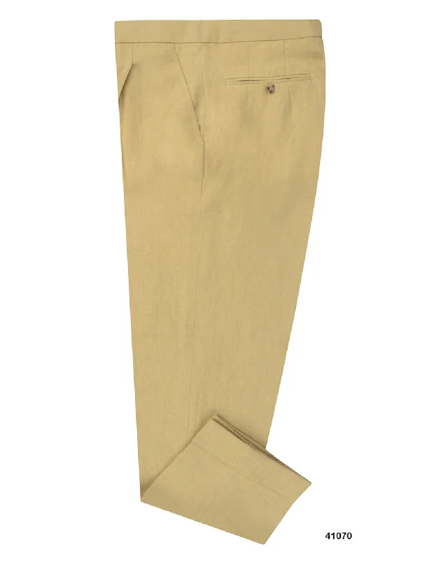 Men's pants for desk jobs-Goldish Yellow Linen Dress Pant