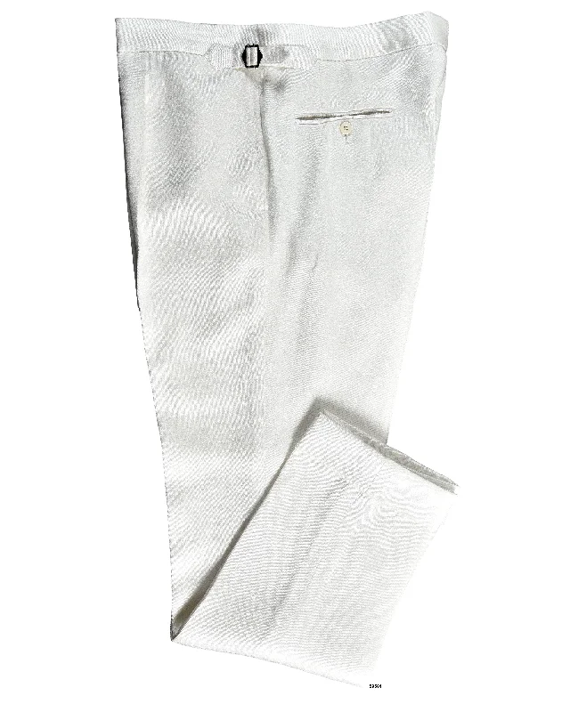 Men's pants with elastic band-Cream Linen Sateen Pant