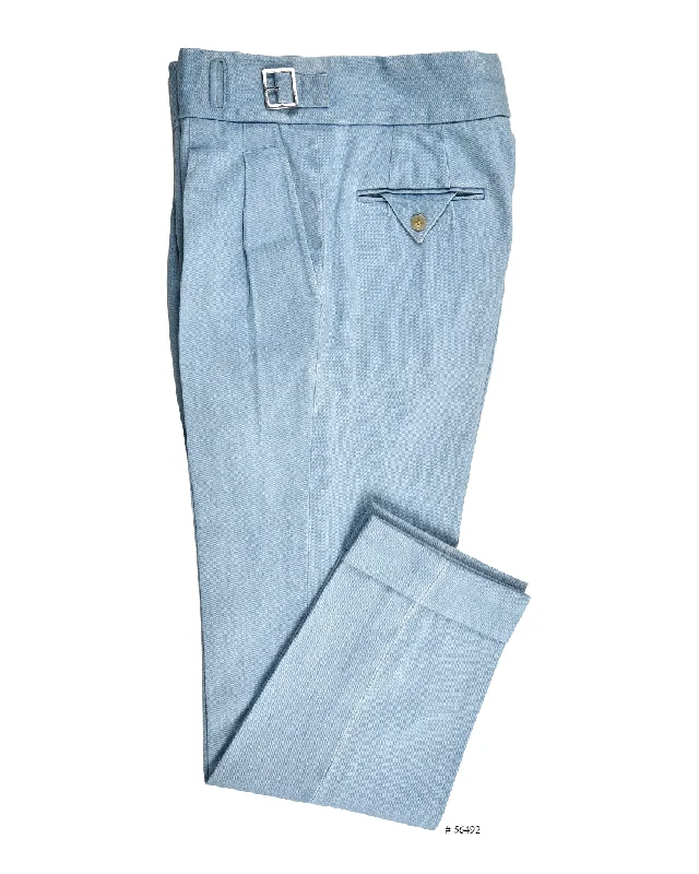 Men's pants for spring-Gurkha Pant in Fade Washed Blue Selvage With Turquoise Tint