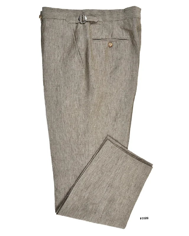 Men's pants for meetings-Light Olive Linen Dress Pant