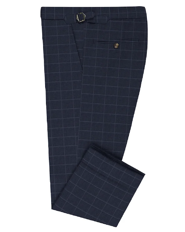 Men's pants with denim stretch-Loro Piana: Dark Blue Windowpane