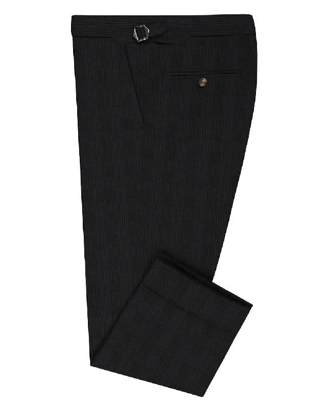 Men's pants for nature trips-Loro Piana: Dark Olive Stripe Seersucker