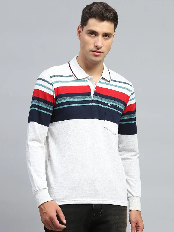 premium casual short sleeve t-shirts -Men Multicolor Stripe Collar Full Sleeve Winter T-Shirt