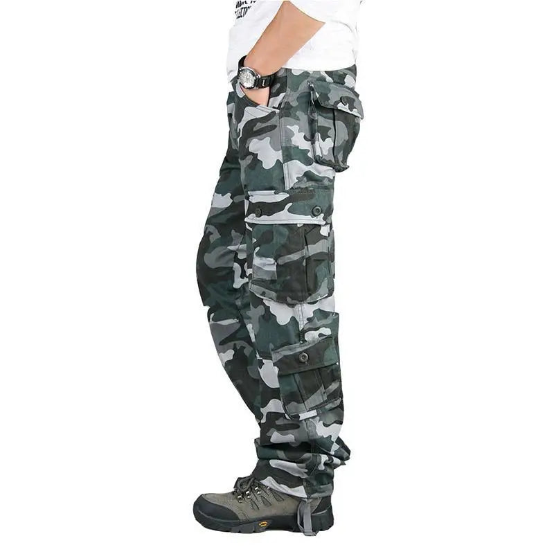 Men's pants for chill days-Men's Cotton Mid Waist Zipper Fly Closure Camouflage Trousers