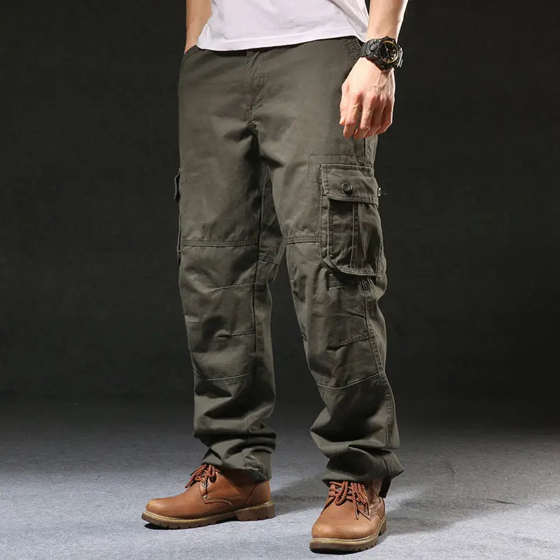 Men's pants for long flights-Men's Cotton Mid Waist Zipper Fly Closure Solid Pattern Trousers