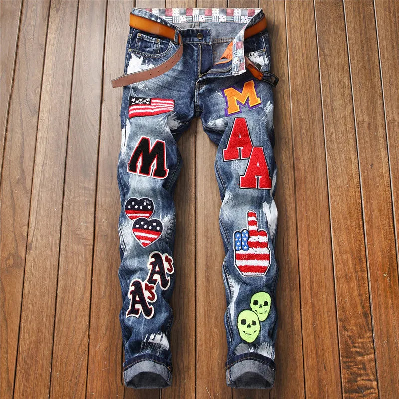 Men's pants for regular use-Men's Mid Waist Zipper Fly Closure Casual Wear Denim Jeans Pants