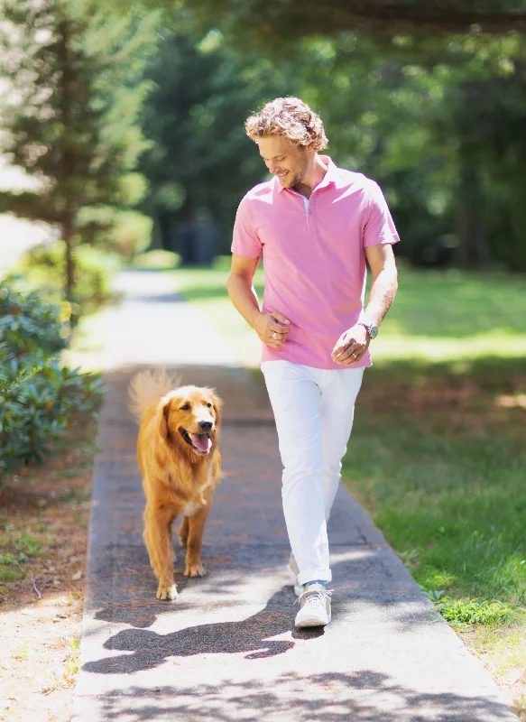 comfortable casual short sleeve shirts for men -The Perfect Polo Shirt in Coral Heather