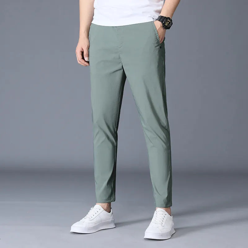 Men's pants with trim tones-Men's Polyester Zipper Fly Closure Solid Pattern Formal Pants