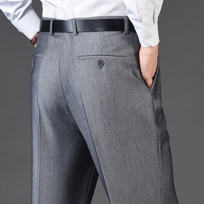 Men's pants for clubbing-Men's Rayon High Waist Zipper Fly Closure Solid Formal Pants