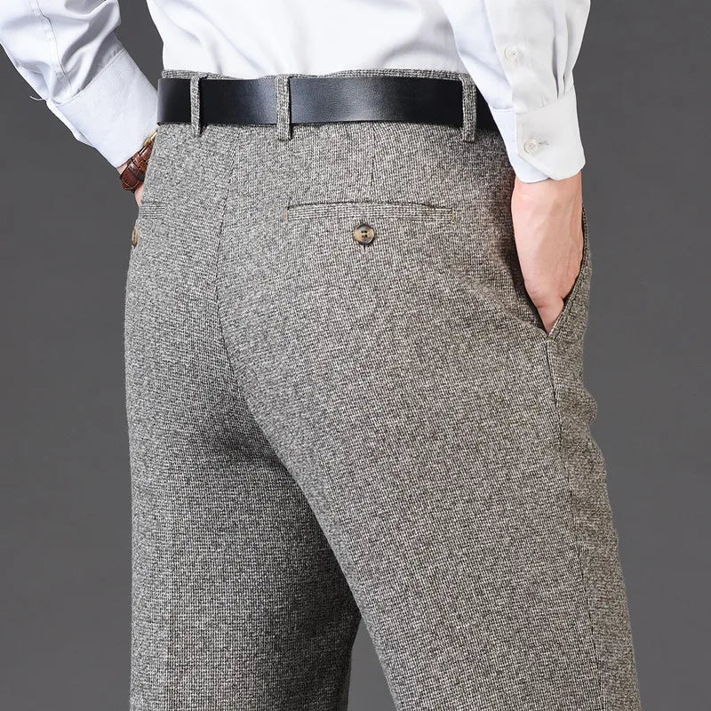 Men's pants for youth-Men's Rayon High Waist Zipper Fly Closure Solid Formal Pants