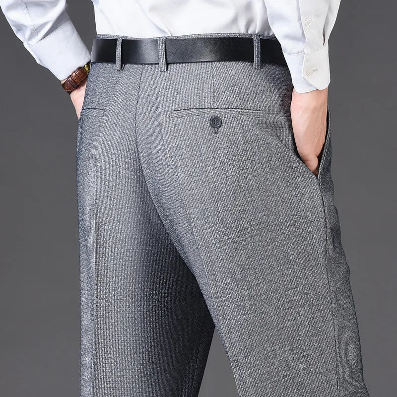 Men's pants for crisp nights-Men's Rayon High Waist Zipper Fly Closure Solid Formal Pants