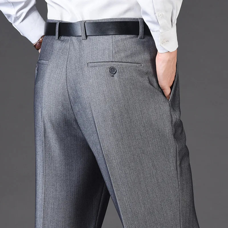 Men's pants for night vibes-Men's Rayon Zipper Fly Closure Full Length Formal Wear Pants