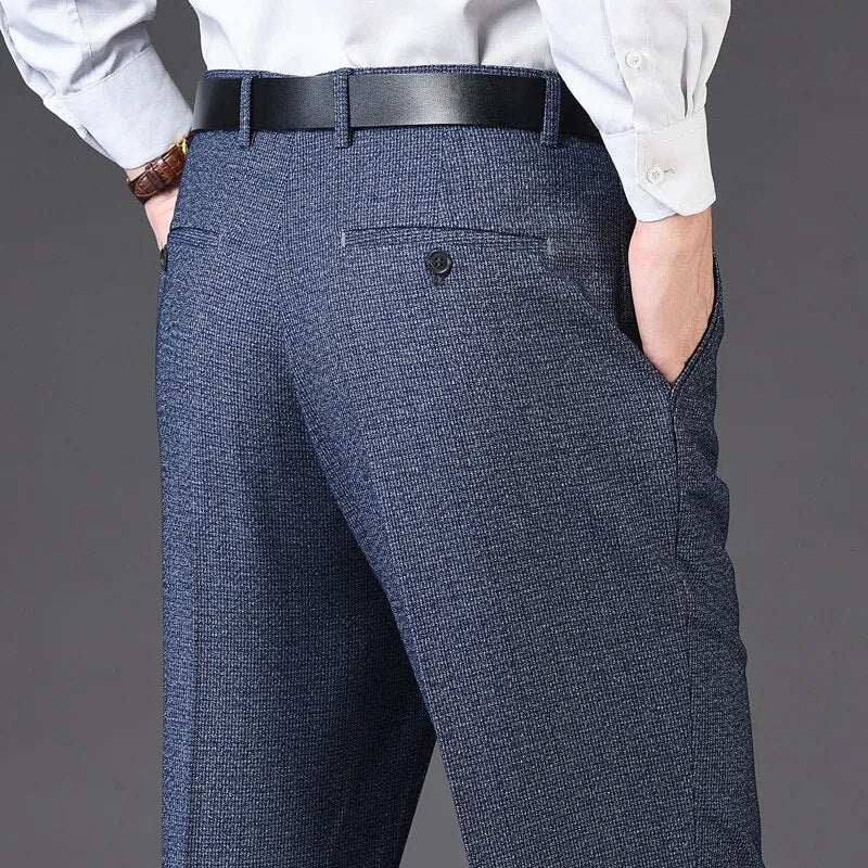 Men's pants with sharp design-Men's Rayon Zipper Fly Closure Full Length Formal Wear Pants