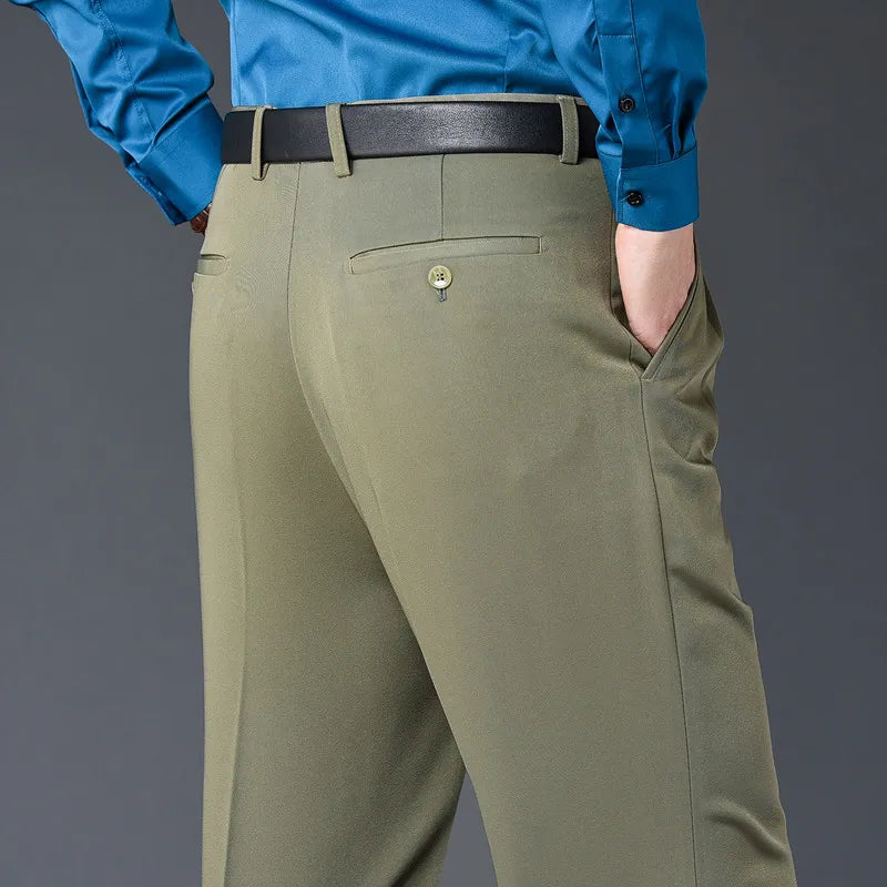 Men's pants for cool style-Men's Rayon Zipper Fly Closure Full Length Formal Wear Pants