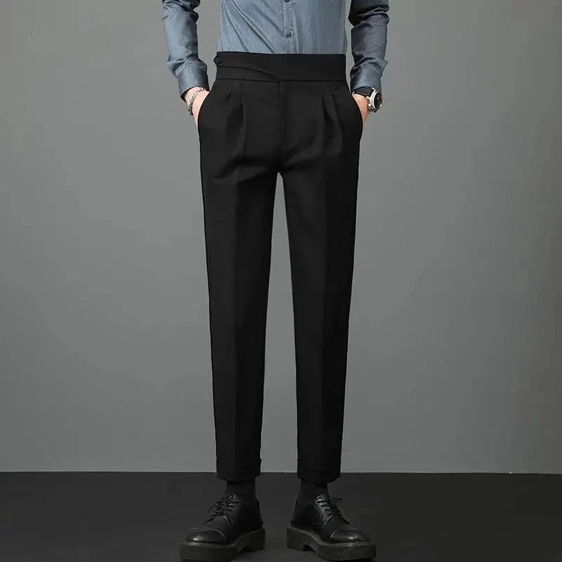 Men's pants for night tones-Men's Viscose Zipper Fly Closure Solid Pattern Casual Pants